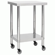 VidaXL Table de travail de cuisine avec roues 60x60x85 cm Inox - 51633_0