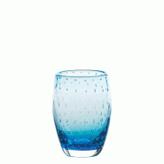 Zafferano Bolicante Lot de 6 Verres Tumbler en Verre Soufflé à la Bouche Couleur Aquamarine Décoration Effet Bulles Tradition Artisanale de Murano