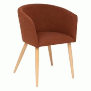 Atmosphera Chaise Fauteuil de table tissu Ambre et pieds en métal aspect Bois naturel - orange 3560233561374 Atmosphera Chaise Fauteuil de table tissu Ambre et pieds en métal aspect Bois naturel - orange 3560233561374