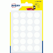 AVERY Lot de 10 Etui de 216 pastilles adhésives, diamètre 15 mm, coloris blanc (9 feuilles / cdt) - 5014702026331