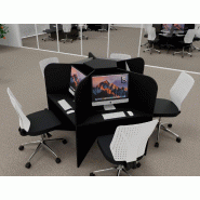 Bureau pour call center 5 places forme marguerite - noir