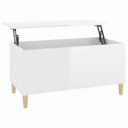 Décoshop26 - Table basse avec plateau relevable design moderne et contemporaine 90 x 44,5 x 45 cm bois d'ingénierie blanc brilliant DEC038147 - blan