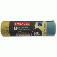 EMBAL SAC Sac poubelle jaune tri sélectif lien coulissant 50 L x 8 - 035-1219744 EMBAL SAC Sac poubelle jaune tri sélectif lien coulissant 50 L x 8 - 035-1219744