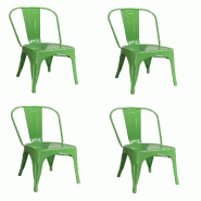Fleda TRADING Chaise en Métal Style Industriel pour Maison Bar Restaurants Pizzerias. Set 4 chaises Couleur VERT - FLJ0064PZVERDELUCIDO