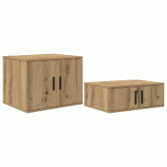 Helloshop26 - Armoire de rangement moderne 127 x 41 x 40 cm pratique minimaliste salon salle à manger en bois d'ingénierie chêne 02_0052109 - Bois