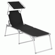Helloshop26 - Chaise longue bain de soleil transat de relaxation grand modèle 65 x 200 x 48 cm charge 150 kg avec dossier et parasol 12_0001552 - 300