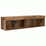 Helloshop26 - Lot de 2 meubles TV design minimaliste mural 60 x 30 x 30 cm en bois d'ingénierie bois ancien 02_0052823 - Bois massif 3000237609028