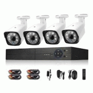 Kit Vidéosurveillance 4CH 1080P 2MP Avec Vision Nocturne et Détection de Mouvement YONIS - blanc 3615616790381 Kit Vidéosurveillance 4CH 1080P 2MP Avec Vision Nocturne et Détection de Mouvement YONIS - blanc 3615616790381