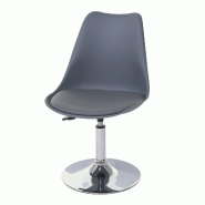 Mendler Chaise pivotante Malmö T501, chaise de cuisine, hauteur réglable, similicuir ~ gris foncé, pied chromé - gris matière synthétique 74874