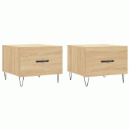 VidaXL Tables basses 2 pcs chêne sonoma 50x50x40 cm bois d'ingénierie Modèle Aero Panorama Sud - 829387