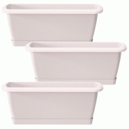 WellHome - Lot de 3 jardinières Respana avec support en plastique coloris blanc 78,6x18,4x14,5cm - blanc plastique polypropylène PK4492