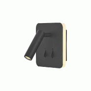 Applique murale intérieure liseuse Led carrée noir mat - Mantra - Cayman - noir aluminium 127826