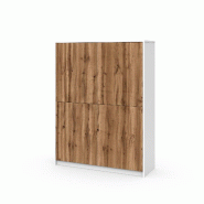 AQA Design Buffet haut BUDAPEST blanc/chêne L.115 P.38 H.150 en mélamine et MDF MP03183 - multicolore Bois manufacturé MP03183