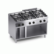 Cuisinière gaz 6 feux, flamme pilote, structure inox, brûleurs fonte, thermocouple sécurité, 120×70×85 cm, Made in Italy - 4728