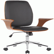 Décoshop26 - Fauteuil de bureau classique et confortable dossier ergonomique hauteur réglable en synthétique noir bois et métal BUR10557 - noir m�