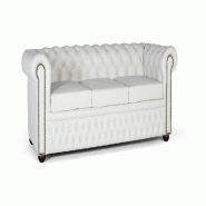 GINER Y COLOMER SL Canapé 3 places Chester Bamboo en cuir 72 cm x 200 cm x 85 cm - marron fourrure 1761