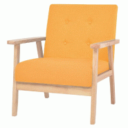 Helloshop26 - Fauteuil chaise siège lounge design club sofa salon tissu jaune 1102119/3 - jaune Bois massif 3000140931308