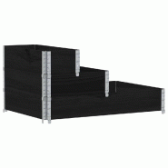 Helloshop26 - Jardinière bac lit surélevé plantes fleurs terrasse jardin à 3 niveaux 120 x 80 cm bois de pin massif noir 02_0039888 - 3000218661175