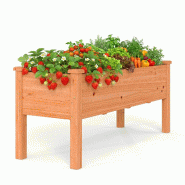 Helloshop26 - Jardinière surélevée carrée 120 x 43,5 x 51 cm pratique et confortable pour terrasse et balcon en bois sapin orange 20_0020835 - ora