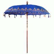 Helloshop26 - Parasol balinais arrondi 215 x 215 x 260 cm ambiance tropicale élégance artisanale en coton bleu 02_0058818 - bleu Bambou 3000240794407