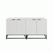 Merax Buffet Commode Moderne avec 2 Portes en Formage sous Vide, Meuble de Rangement sur Pied Dimensions : L160/P40/H80 cm - blanc multi-matériau WF3