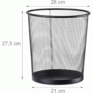 POUBELLE CUISINE MÉTAL MAILLE CORBEILLE À PAPIER BUREAU CHAMBRE TREILLIS MÉTALLIQUE 26 CM NOIR 13_0000823 POUBELLE CUISINE MÉTAL MAILLE CORBEILLE À PAPIER BUREAU CHAMBRE TREILLIS MÉTALLIQUE 26 CM NOIR 13_0000823