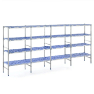 Rayonnage monté en ligne clayettes polypropylène 4 niveaux P 500 x H 1750 mm (Longueur hors tout (Longueur utile) spéciale pour rayonnage, mm: 4814 (c_0