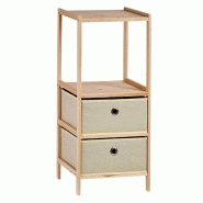 San Ignacio KIPIT - Étagère avec 2 tablettes et 2 tiroirs en bois 72 x 32 x 26 cm beige - SANR351