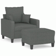 VidaXL Fauteuil avec repose-pied Gris foncé 60 cm Tissu Modèle Vega StudioDesk Select - 3201082