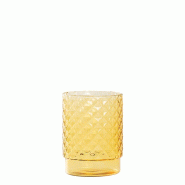 Zafferano Isolano Lot De 4 Verres Tumbler Empilables En Verre Borosilicaté Soufflé À La Main Avec Décoration Diamant Couleur Jaune Or Pour Table E