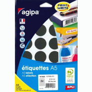 240 étiquettes noires multi-usage, diamètre 30 mm (10 feuilles A5 / cdt) - 3270241018233