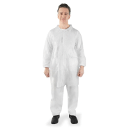 50 blouses blanches CE à usage unique, avec poches, fermeture pressions - BLSPCNTSEBC-IM01_0