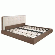 AC ANGEL CERDA Angel Cerdá Lit rembourré en tissu marron et éco-cuir marron avec revêtement blanc cassé 7174C 199 x 224 x 98 - blanc matière syn AC ANGEL CERDA Angel Cerdá Lit rembourré en tissu marron et éco-cuir marron avec revêtement blanc cassé 7174C 199 x 224 x 98 - blanc matière syn