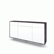 AQA Design Buffet VENBRUK avec 3 portes/3 tiroirs en mélamine pierre noire/ blanche brillante L.164 P.41 H.92 MP07047 - multicolore Bois manufacturé