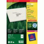 AVERY 1600 étiquettes recyclées blanches, format 99,1 x 33,9 mm (100 feuilles A4 / cdt) - 4004182055908