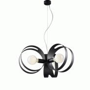 BeLight Peter Suspension en fer laqué noir avec bandes découpées au laser et câble en acier réglable 3 lumières 130 d.48 BL306-3-NR - noir 80577