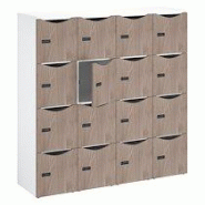 Casier de bureau Lockers 16 cases - Corps blanc, portes orme - H 170,9 cm - Mélaminé blanc et système de verrouillage à code Casier de bureau Lockers 16 cases - Corps blanc, portes orme - H 170,9 cm - Mélaminé blanc et système de verrouillage à code