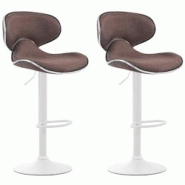 CLP Lot de 2 tabourets de bar Las Vegas V2 en tissu Marron/Blanc - marron textile 316056 CLP Lot de 2 tabourets de bar Las Vegas V2 en tissu Marron/Blanc - marron textile 316056