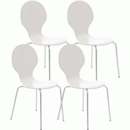 Décoshop26 - Lot de 4 chaises de cuisine salle à manger empilables dossier arrondi en bois blanc et métal chromé 10_0003175 - blanc 3000251439564 Décoshop26 - Lot de 4 chaises de cuisine salle à manger empilables dossier arrondi en bois blanc et métal chromé 10_0003175 - blanc 3000251439564