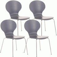 Décoshop26 - Lot de 4 chaises de cuisine salle à manger empilables dossier arrondi en bois gris et métal chromé 10_0003179 - gris métal 3000251441062