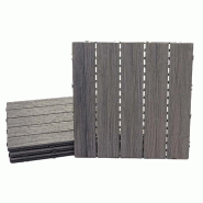Décoshop26 - Lot de 4 dalles de sol WPC design moderne intérieur extérieur 50 x 50 cm résistant aux intempéries en plastique marron 04_0011112 -