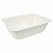 ECOLOMIQUE - 100 Pcs - Barquette scellable pulpe laminée PLA 190x137mm H55mm 950ml - blanc Bagasse 210TMFP100F