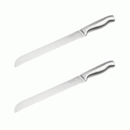 Ensemble de 2 Couteaux à pain en inox 33,5 cm en tout Nirosta - gris 3176239931990 Ensemble de 2 Couteaux à pain en inox 33,5 cm en tout Nirosta - gris 3176239931990