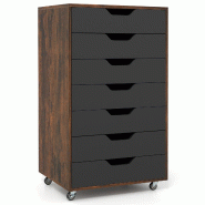 Helloshop26 - Armoire de rangement à 7 tiroirs 49 x 40 x 87 cm avec roulettes mobiles élégante en MDF marron rustique 20_0018051 - marron métal 30