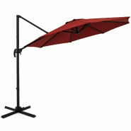 Helloshop26 - Parasol de terrasse rond cantilever 308 x 248 cm inclinaison réglable et rotation 360° en polyester rouge 20_0013005 - rouge aluminium