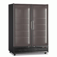 KLIMAITALIA Réfrigérateur pour boissons à boissons, double pte vitre à dégagement lumières LED. Thermo num. T° 0°C/+10°C. Mod. ICOOL80JUMBOBLACK