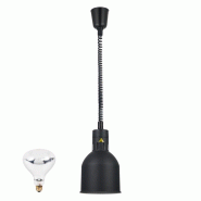 Lampe chauffante infrarouge "CLOCHE" suspendue réglable en hauteur Noire (Ampoule blanche) PREMIUM - GOLDINOX - noir aluminium 3701770844456