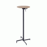 METRO PROFESSIONAL Table haute pliante SOFIA, acier, impression effet bois, Ø 60 cm, hauteur réglable, ronde, nature - marron acier 4067373639899