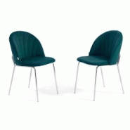 RATTATAN Lot de 2 chaises en velours d’intérieur, rembourrées, pieds en métal, design élégant pour cuisine, salle à manger, restaurant–Bleu RATTATAN Lot de 2 chaises en velours d’intérieur, rembourrées, pieds en métal, design élégant pour cuisine, salle à manger, restaurant–Bleu