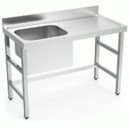 Table murale de chef sans étagère bac gauche 1200x600x850 mm. - inox FRI075402